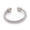 304 Stainless Steel Cuff Bangles BJEW-L642-28P-3