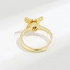 Adjustable Brass Pave Cubic Zirconia Enamel Rotating Finger Rings for Women FS-WGAC909-02-4