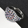 Brass Micro Pave Cubic Zirconia Cuff Rings for Women RJEW-A069-13P-01-3