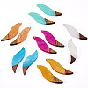 12Pcs 6 Colors Transparent Resin & Walnut Wood Big Pendants RESI-TA0003-44-3