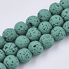 Spray Painted Natural Lava Rock Beads Strands G-N0324-D-03-1