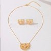 Brass Micro Pave Clear Cubic Zirconia Moon Pendant Necklaces & Stud Earrings Sets for Women QC9389-5