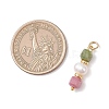 Natural Colorful Tourmaline Faceted Cube and Cultured Freshwater Pearl Potato Pendants PALLOY-JF04970-2