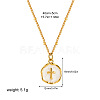 304 Stainless Steel Enamel Flat Round Pendant Necklaces for Women FS-WGF87E1-03-2