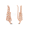 TINYSAND Elegant Women 925 Sterling Silver Leaf CZ Dangle Earring TS-E250-RG-1