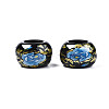 Flower Printed Opaque Acrylic Rondelle Beads SACR-S305-27-D02-2