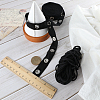 Gorgecraft 4 Yards Black Cotton Ribbons with Platinum Tone Eyelet Rings OCOR-GF0002-87A-4