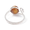 Copper Wrapped Natural Tiger Eye Braided Bead Rings for Women Men RJEW-TA00026-01-5
