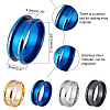 DICOSMETIC 8Pcs 4 Colors 316L Titanium Steel Grooved Finger Ring Settings FIND-DC0001-04-4