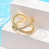 Adjustable Brass Micro Pave Clear Cubic Zirconia Cuff Rings LS-RJEW-F101-17G-4