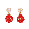 Alloy Enamel Stud Dangle Earrings WG6042F-01-1