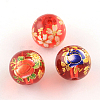 Mixed Flower Picture Printed Glass Round Beads GFB-R004-12mm-M16-2
