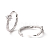 Flower Cubic Zirconia Small Huggie Hoop Earring for Her EJEW-C002-15P-RS-3