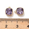 Brass Micro Pave Clear Cubic Zirconia Charms KK-B110-01G-01-3