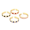 Adjustable Real 18K Gold Plated Brass Enamel Finger Rings RJEW-L071-22G-1