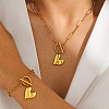 304 Stainless Steel Heart Charm Bracelets & Pendant Necklaces Sets for Women WG287A9-01-2
