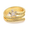 Rack Plating Brass Micro Pave  Clear Cubic Zirconia Rings for Women RJEW-S392-06G-2