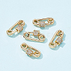 BENECREAT Brass Micro Pave Clear Cubic Zirconia Screw Carabiner Lock Charms KK-BC0004-62-4