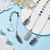 Mixed Synthetic & Natural Round Gemstone Pointed Dowsing Pendulums PALLOY-JF02455-02-2