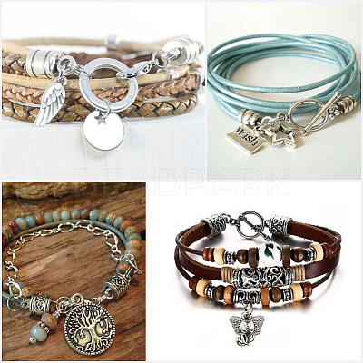 80Pcs 8 Styles Tibetan Style Alloy Cord End FIND-SC0020-98C-1
