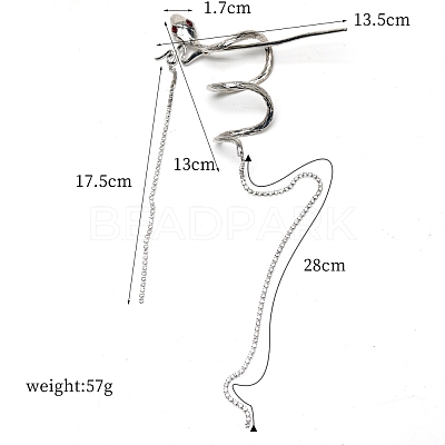 Snake Alloy Rhinestone Hair Cuff Pin PW-WG87173-01-1