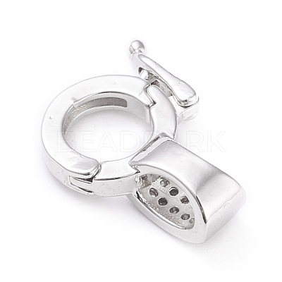 Brass Micro Pave Clear Cubic Zirconia Twister Clasps ZIRC-L097-021P-1