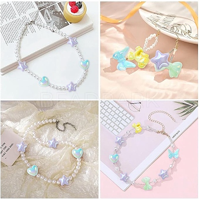 60Pcs 6 Styles UV Plating Acrylic Beads MACR-YW0003-71-1