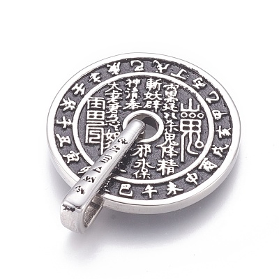 304 Stainless Steel Taoist Coin Pendants STAS-G207-16AS-1