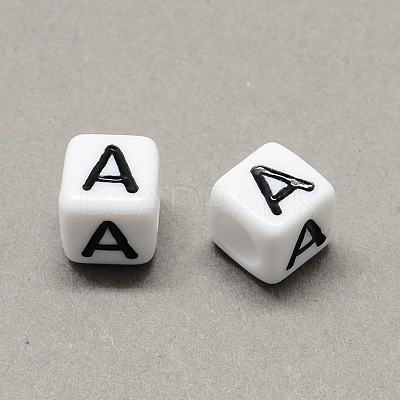 Large Hole Acrylic Letter European Beads SACR-Q103-6mm-01A-1