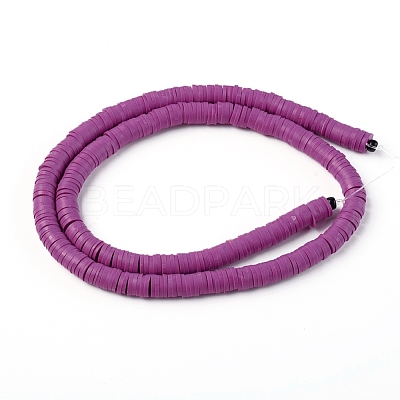 Flat Round Handmade Polymer Clay Beads CLAY-R067-6.0mm-05-1