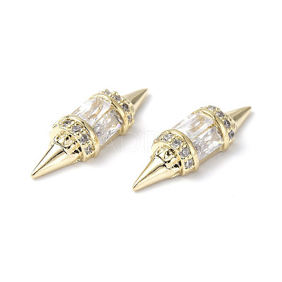 Brass Micro Pave Clear Cubic Zirconia Cabochons KK-A174-06G-1