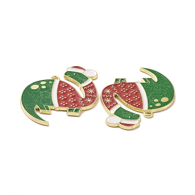 Christmas Theme Rack Plating Alloy Enamel Pendants PALLOY-O109-19LG-1