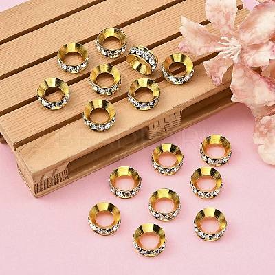 Brass Rhinestone Spacer Beads RSB094-1G-1