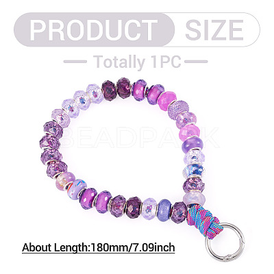 Resin Rondelle Bead with Polyester & Spandex Cord Phone Hand Strap Chains HJEW-TADJ0013-1