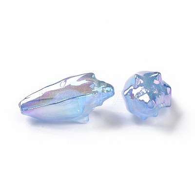UV Plating Rainbow Iridescent Acrylic Beads OACR-E007-04-1