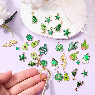 30Pcs 15 Styles Alloy Enamel Pendants ENAM-SZ0003-73-1