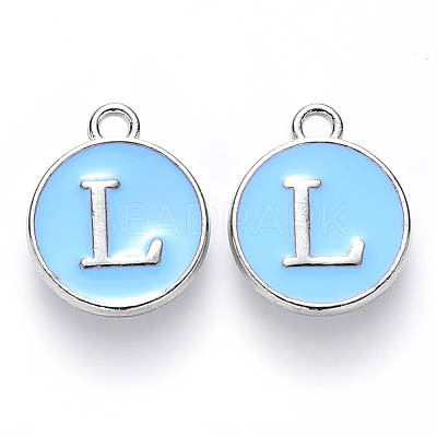 Platinum Plated Alloy Enamel Charms ENAM-S118-04L-P-1