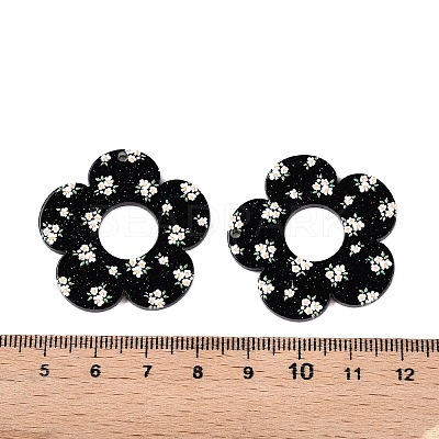 Flower Theme Printed Acrylic Pendants OACR-T028-06A-1