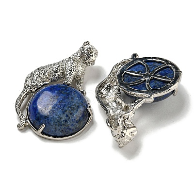 Dyed Natural Lapis Lazuli Half Round Pendants G-F766-06AS-04-1
