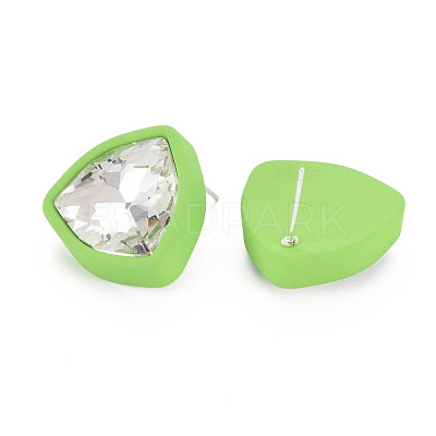 Crystal Rhinestone Triangle Stud Earrings with 925 Sterling Silver Pins for Women MACR-S275-036B-1