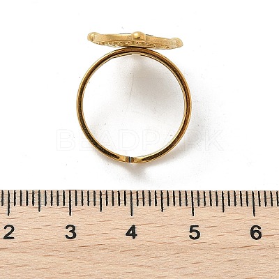 Oval 304 Stainless Steel Paua Shell Finger Rings for Women RJEW-G346-09G-01-1