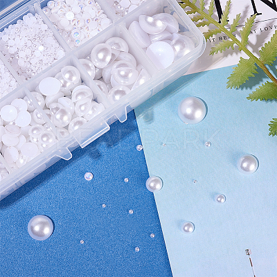 ABS Plastic Imitation Pearl Cabochons SACR-PH0007-09-1