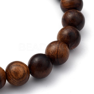 Unisex Natural Wood Beaded Stretch Bracelets BJEW-JB05463-03-1