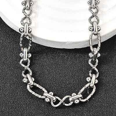 304 Stainless Steel Oval Textured Infinity Link Chain Necklaces for Women Men NJEW-K249-20A-P-1