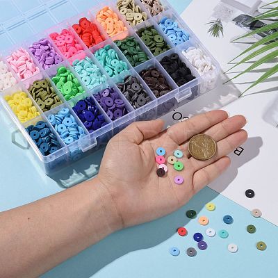 240G 24 Colors Handmade Polymer Clay Beads CLAY-JP0001-07-8mm-1