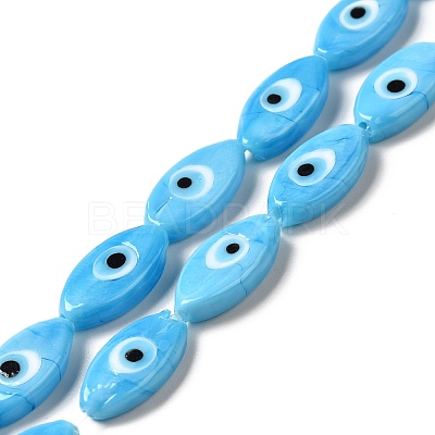 Handmade Evil Eye Lampwork Beads Strands LAMP-G154-06I-1