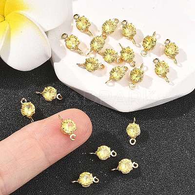 SHEGRACE Brass Pave Cubic Zirconia Flat Round Connector Charms XGRQ2O275-435C-G-1