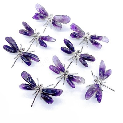 Natural Amethyst Crystal Dragonfly Figurines PW-WG22635-01-1