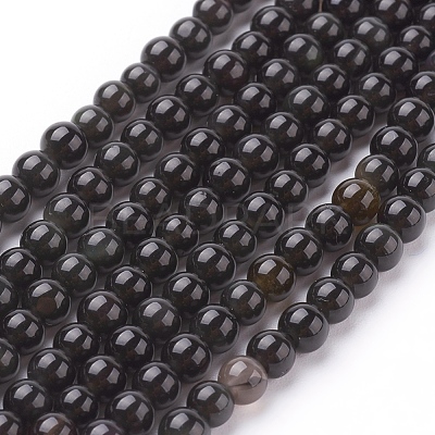 Natural Obsidian Beads Strands G-G099-4mm-24-1