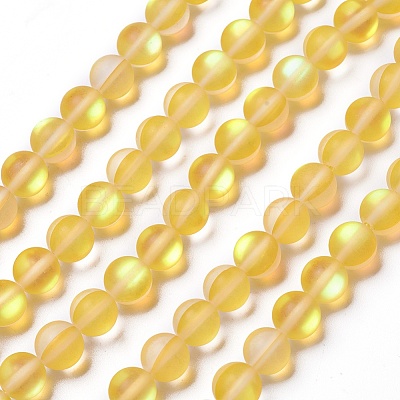 Synthetic Moonstone Beads Strands G-F142-6mm-10-1